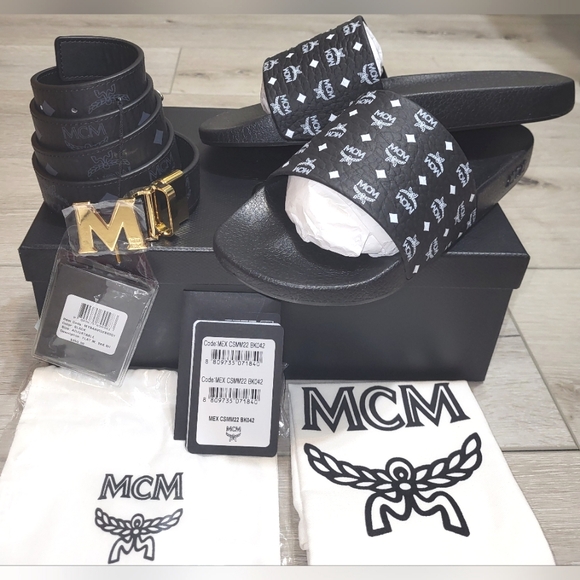 MCM Shoes - ✨️[NWT] lMCM Slides (9) & Claus M Reversible Belt Combo